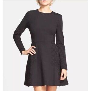 Ted Baker Dress 1 US 4 Small Black Long Sleeve Stretch A Line